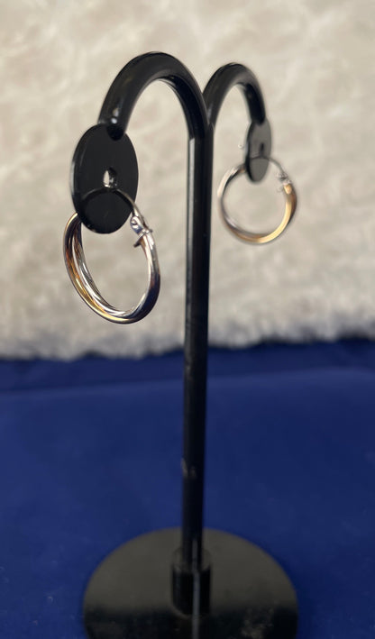 9ct White & Yellow Gold Russian Hoop Earrings