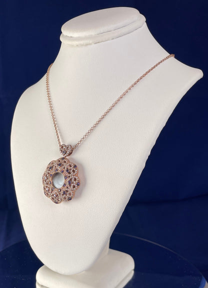 Rose Gold-Plated Flower Pendant Necklace with Cubic Zirconia