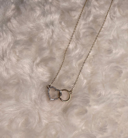 9ct Yellow Gold Diamond Set Heart with Interlocking Circle