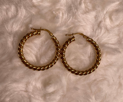 9ct Yellow Gold Twist Hoop Earrings