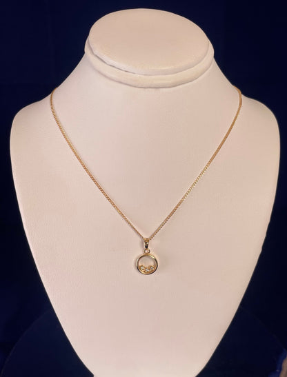 9ct Yellow Gold Floating Diamond Pendant Necklace
