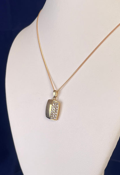 9ct Yellow Gold Pendant Half Set With Cubic Zirconia