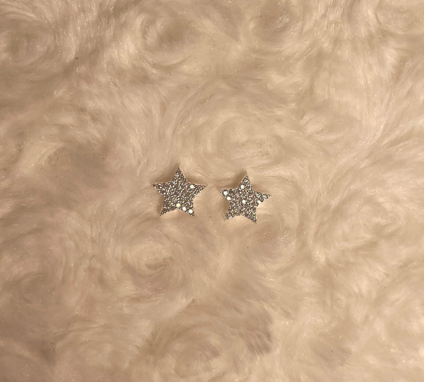 Rhodium-Plated Silver Pretty Star Earrings With Cubic Zirconia