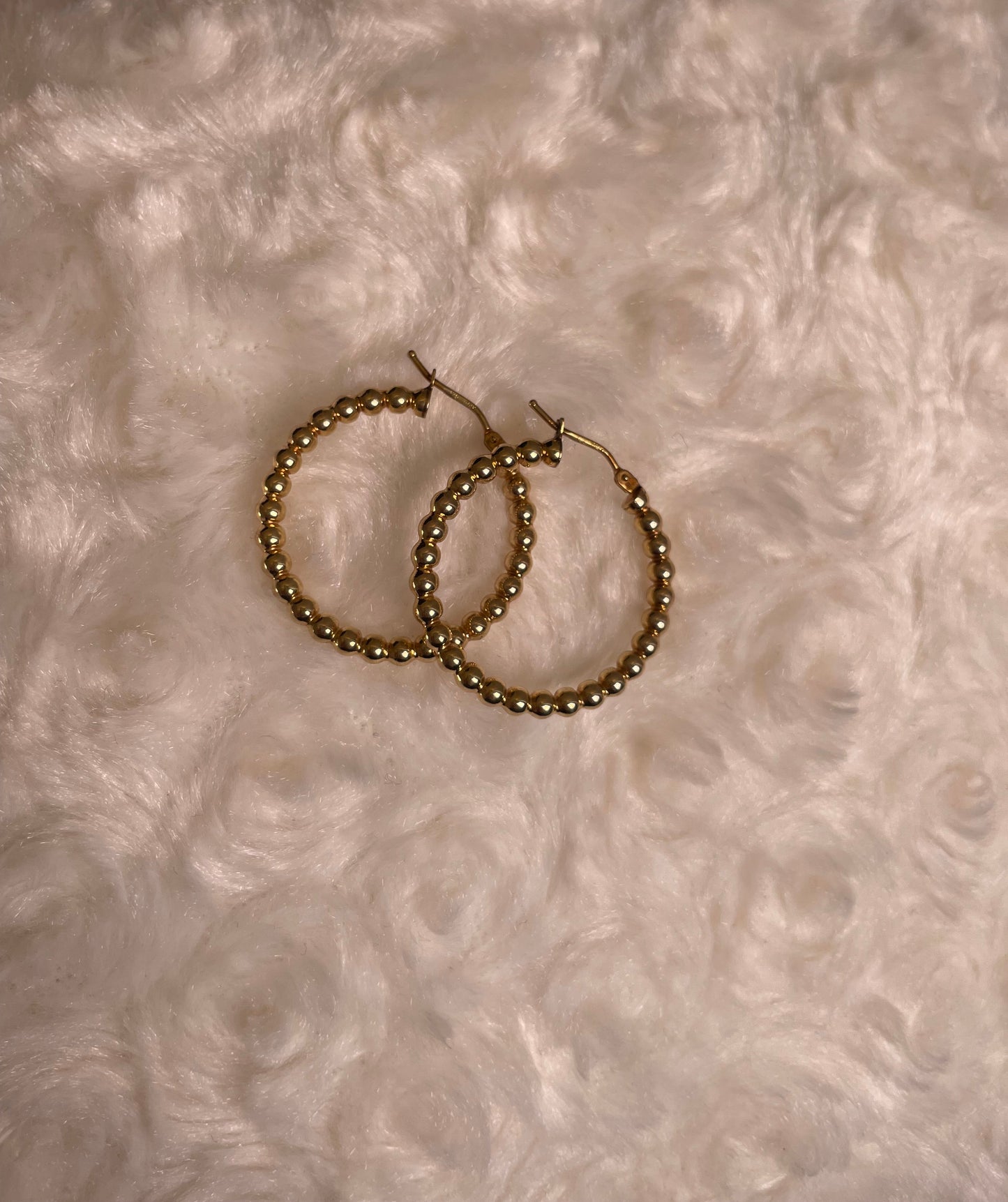 9ct Yellow Gold Beaded Hoop Earrings