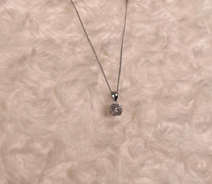 9ct White Gold Brilliant Cut Cubic Zirconia Pendant Necklace