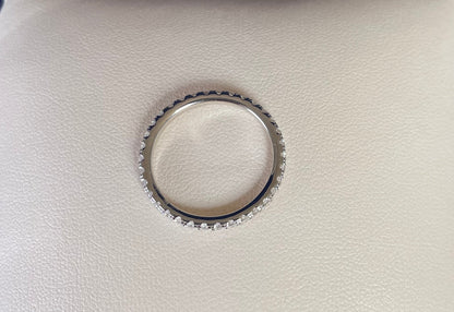 Fine Band Full Eternity Pave Setting Cubic Zirconia Rhodium Plated