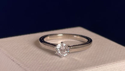 Rhodium-Plated Silver Brilliant Cut Solitaire Cubic Zirconia Six Claw Setting