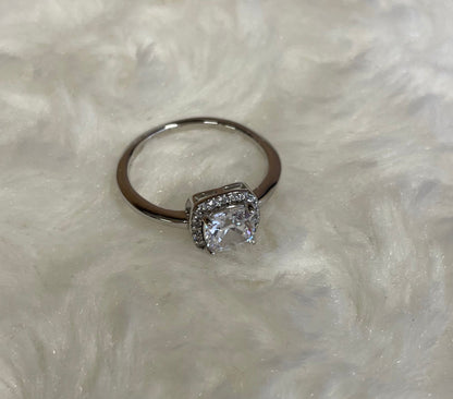 Cushion Shape Cubic Zirconia Cluster Ring