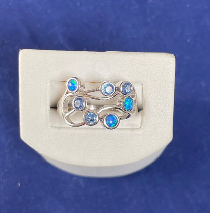 Boodle Ring with Doublets & Blue Cubic Zirconia