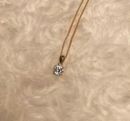 9ct Yellow Gold Cubic Zirconia Pendant Necklace