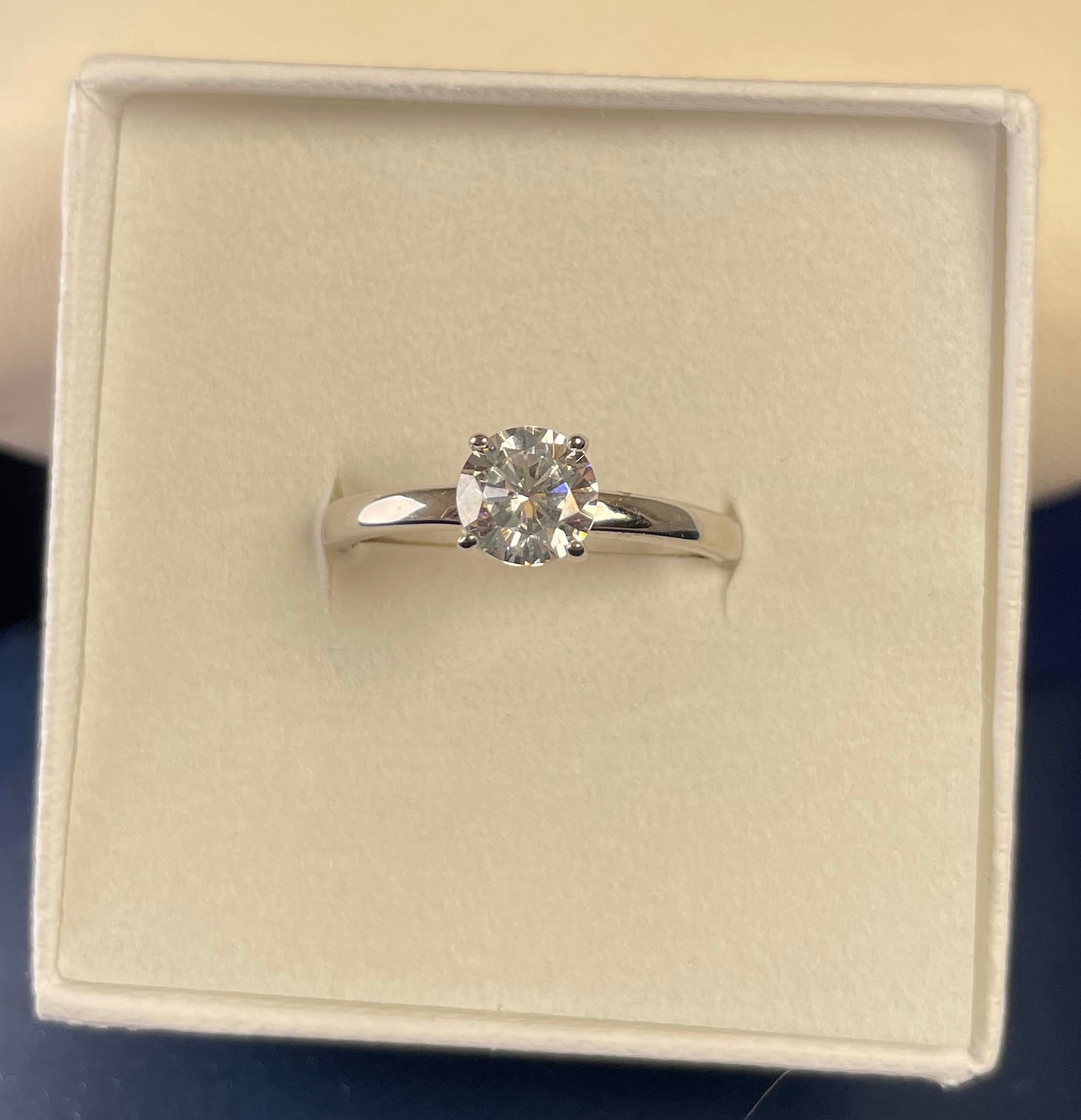 Rhodium-Plated Silver Brilliant Cut Cubic Zirconia Solitaire Ring