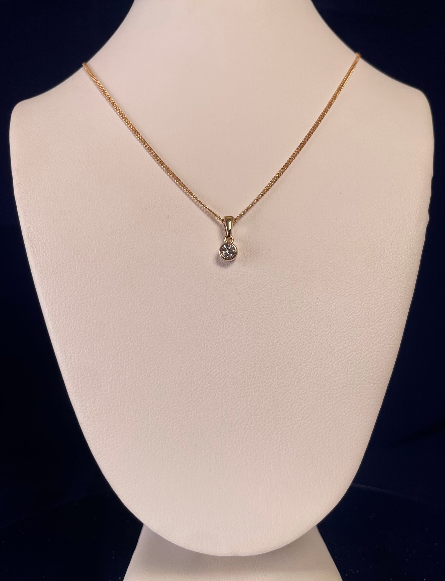 9ct Yellow Gold Delicate Diamond Solitaire Pendant Necklace