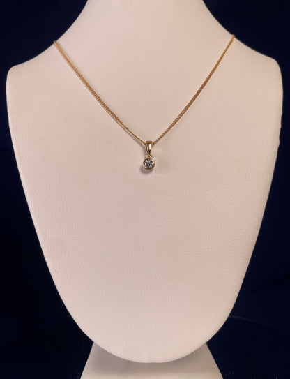 9ct Yellow Gold Delicate Diamond Solitaire Pendant Necklace