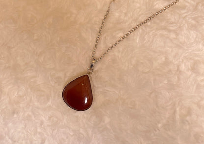 Large Pear Prop Cornelian Silver Pendant