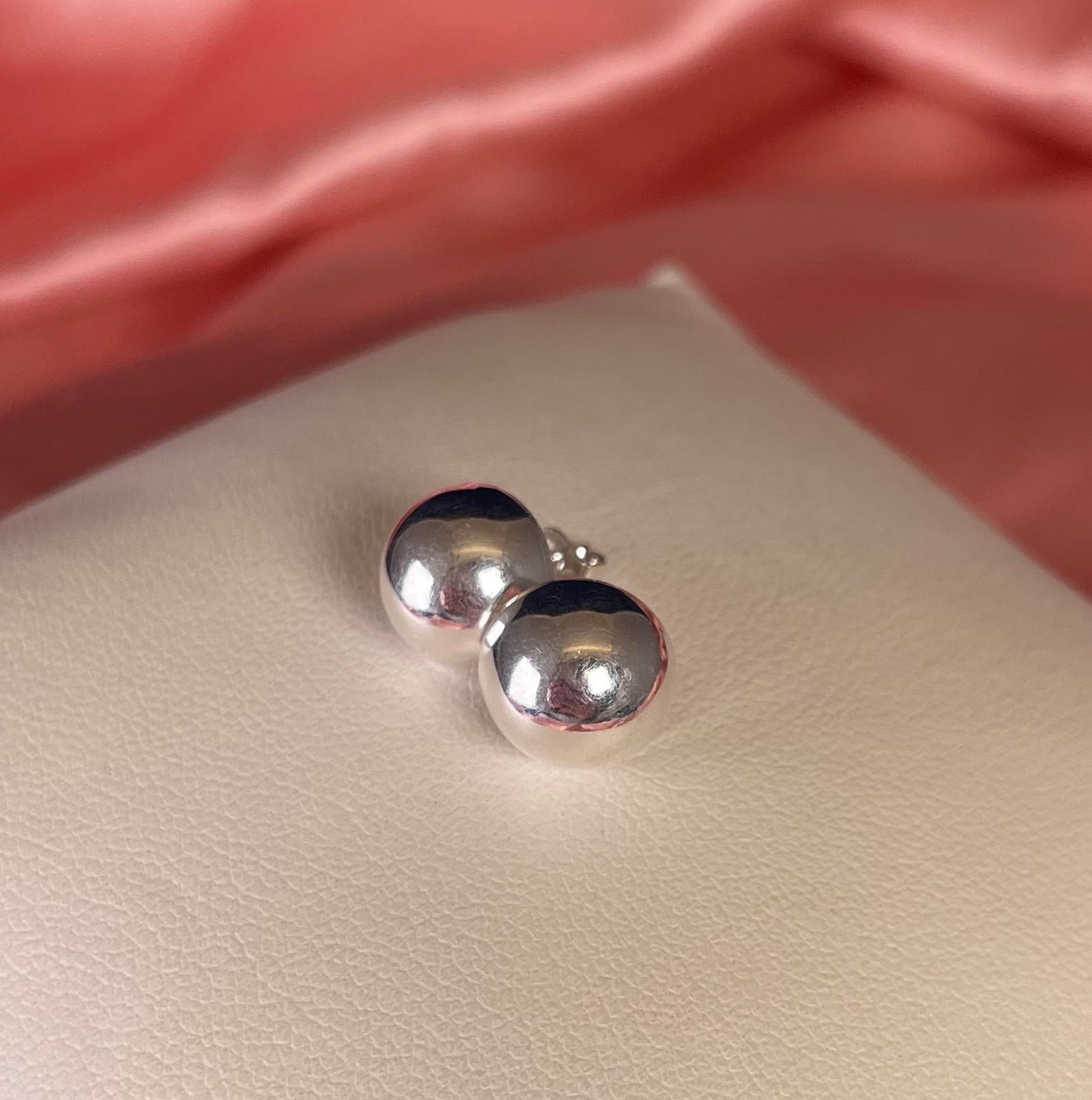 Ball Stud Earrings Rhodium Plated Silver