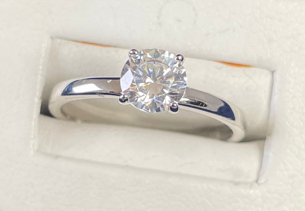 Brilliant Cut Cubic Zirconia Solitaire Rhodium Plated