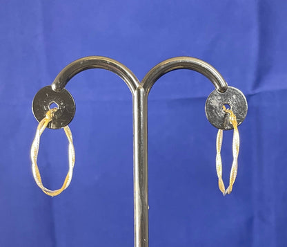 9ct White & Yellow Gold Twisted Wire Hoop Earrings
