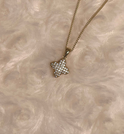 9ct Yellow Gold Four Leaf Clover Pendant Set With Cubic Zirconia