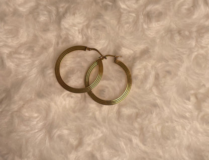9ct Yellow Gold Flat Hoop Earrings.