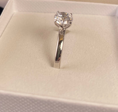 Rhodium-Plated Silver Brilliant Cut Cubic Zirconia Solitaire Ring