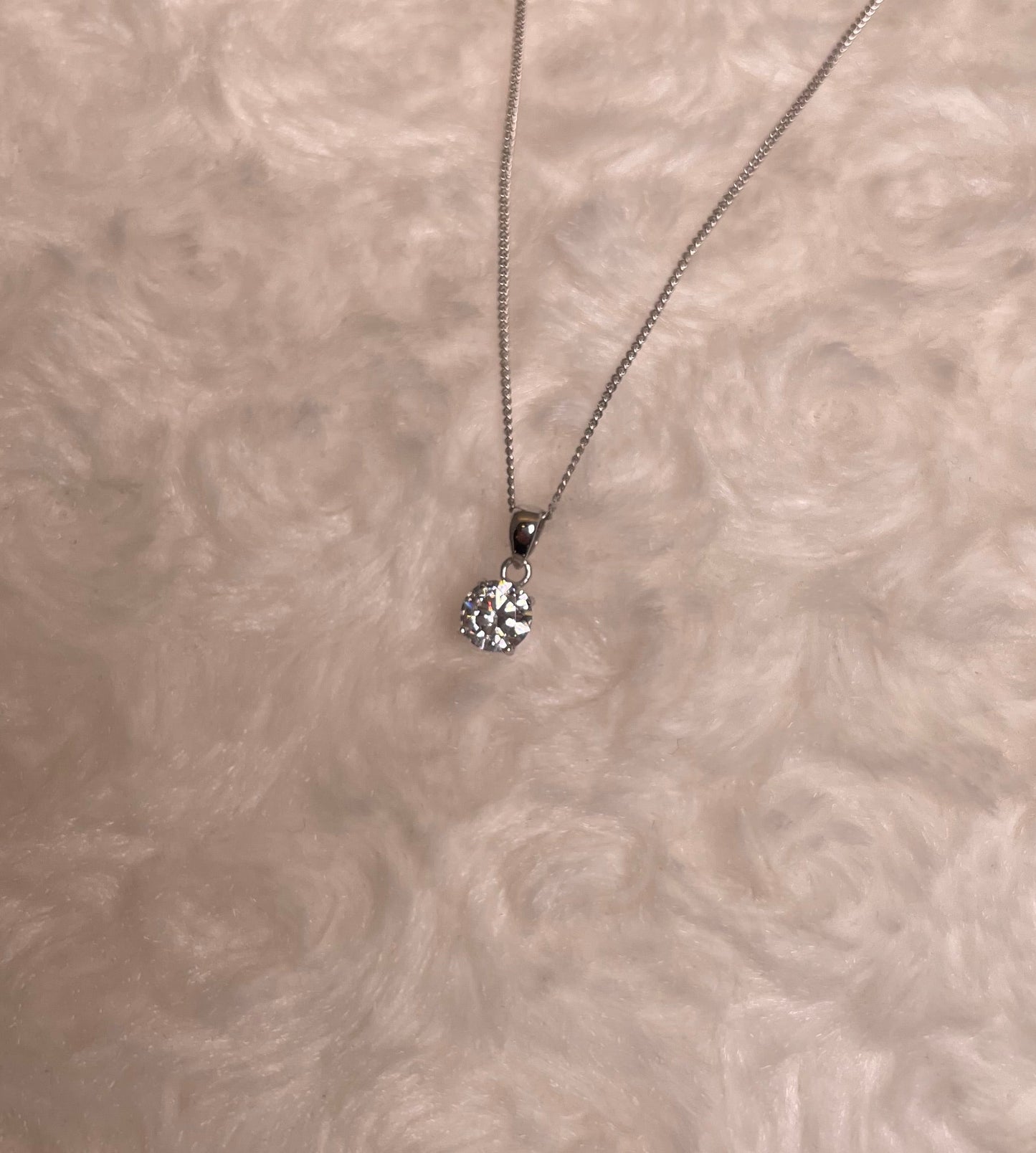 9ct White Gold Brilliant Cut Cubic Zirconia Pendant Necklace