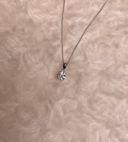 9ct White Gold Brilliant Cut Cubic Zirconia Pendant Necklace