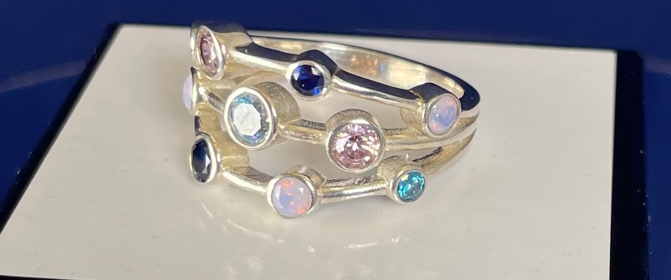 Boodle Ring With Coloured Cubic Zirconias