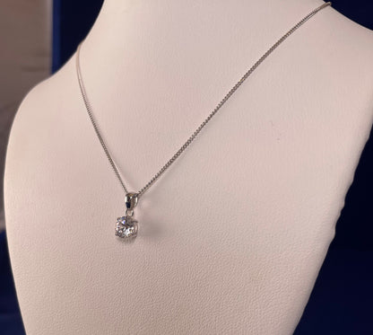 9ct White Gold Brilliant Cut Cubic Zirconia Pendant Necklace
