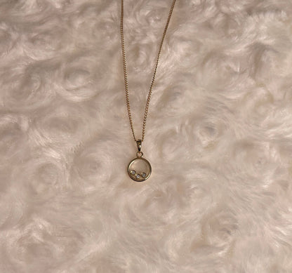 9ct Yellow Gold Floating Diamond Pendant Necklace