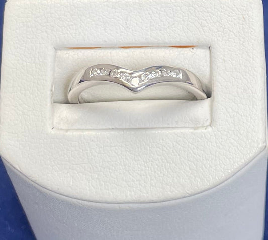 9ct White Gold Wishbone Ring Set with Diamonds