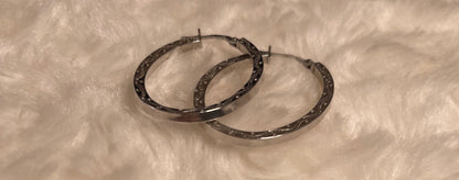 9ct White Gold Slim Flat Oval Hoop Earrings