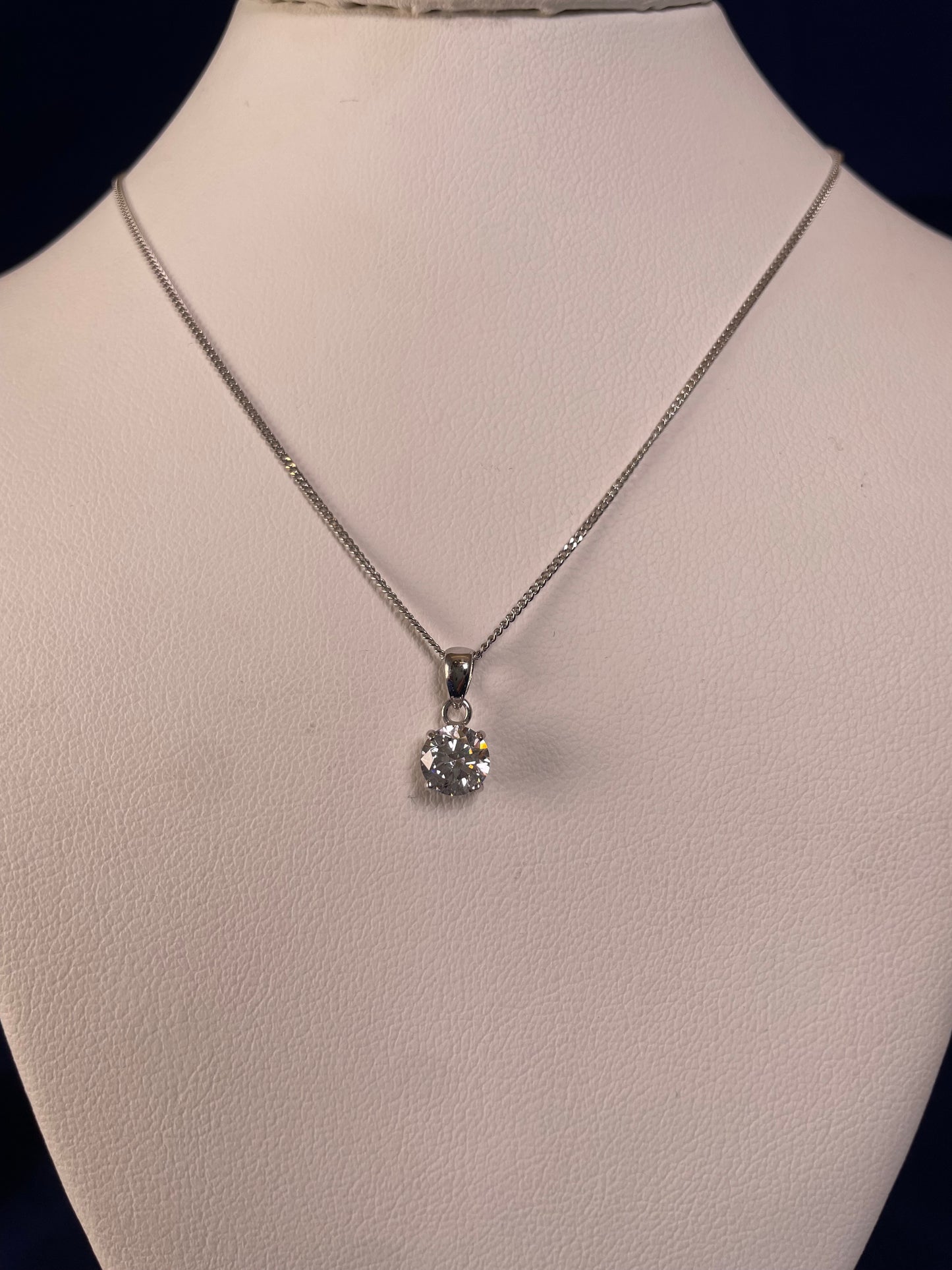 9ct White Gold Brilliant Cut Cubic Zirconia Pendant Necklace