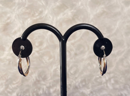 9ct White & Yellow Gold Russian Hoop Earrings