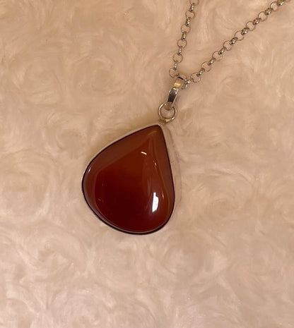 Large Silver Pear-shaped Cornelian Pendant