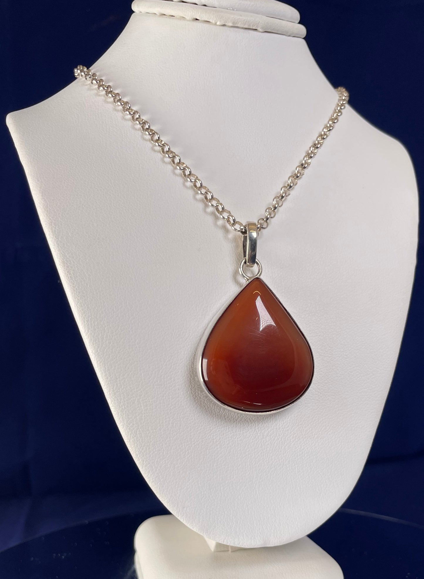Large Silver Pear-shaped Cornelian Pendant
