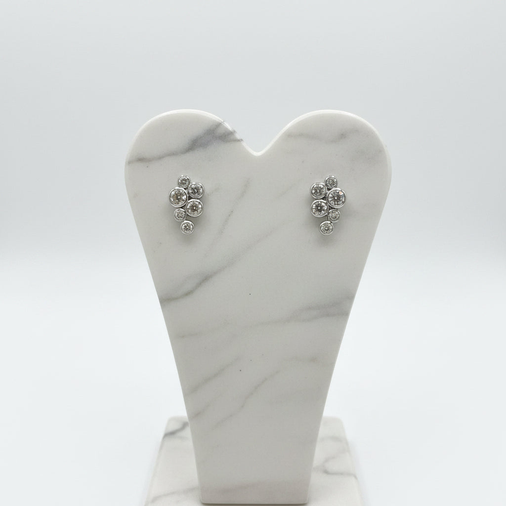 Rhodium-Plated Silver Boodle Style Earrings with Cubic Zirconia