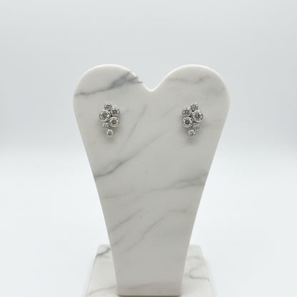 Rhodium-Plated Silver Boodle Style Earrings with Cubic Zirconia