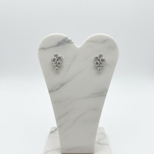 Rhodium-Plated Silver Boodle Style Earrings with Cubic Zirconia
