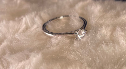 Brilliant Cut Solitaire Cubic Zirconia Six Claw Rhodium Plated