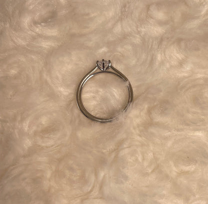 Rhodium-Plated Silver Brilliant Cut Solitaire Cubic Zirconia Six Claw Setting
