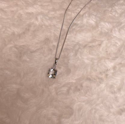 9ct White Gold Cushion Shape Aquamarine with Diamond Chips Pendant Necklace