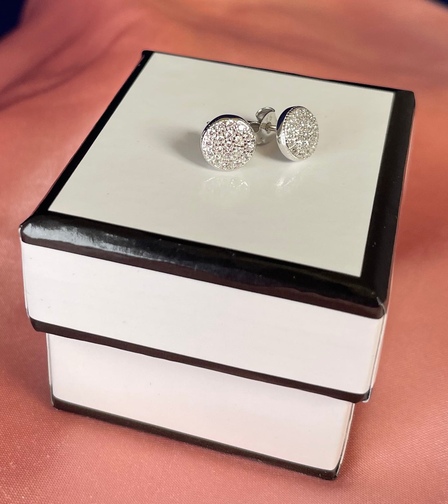 Rhodium-Plated Silver Delicate Round Earrings With Cubic Zirconia