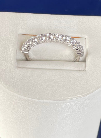 Half Eternity Ring with Cubic Zirconias - Rhodium Plated