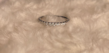 Rhodium-Plated Silver Fine Band Full Eternity Pave Setting Cubic Zirconia