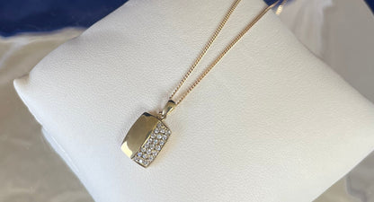 9ct Yellow Gold Pendant Half Set With Cubic Zirconia