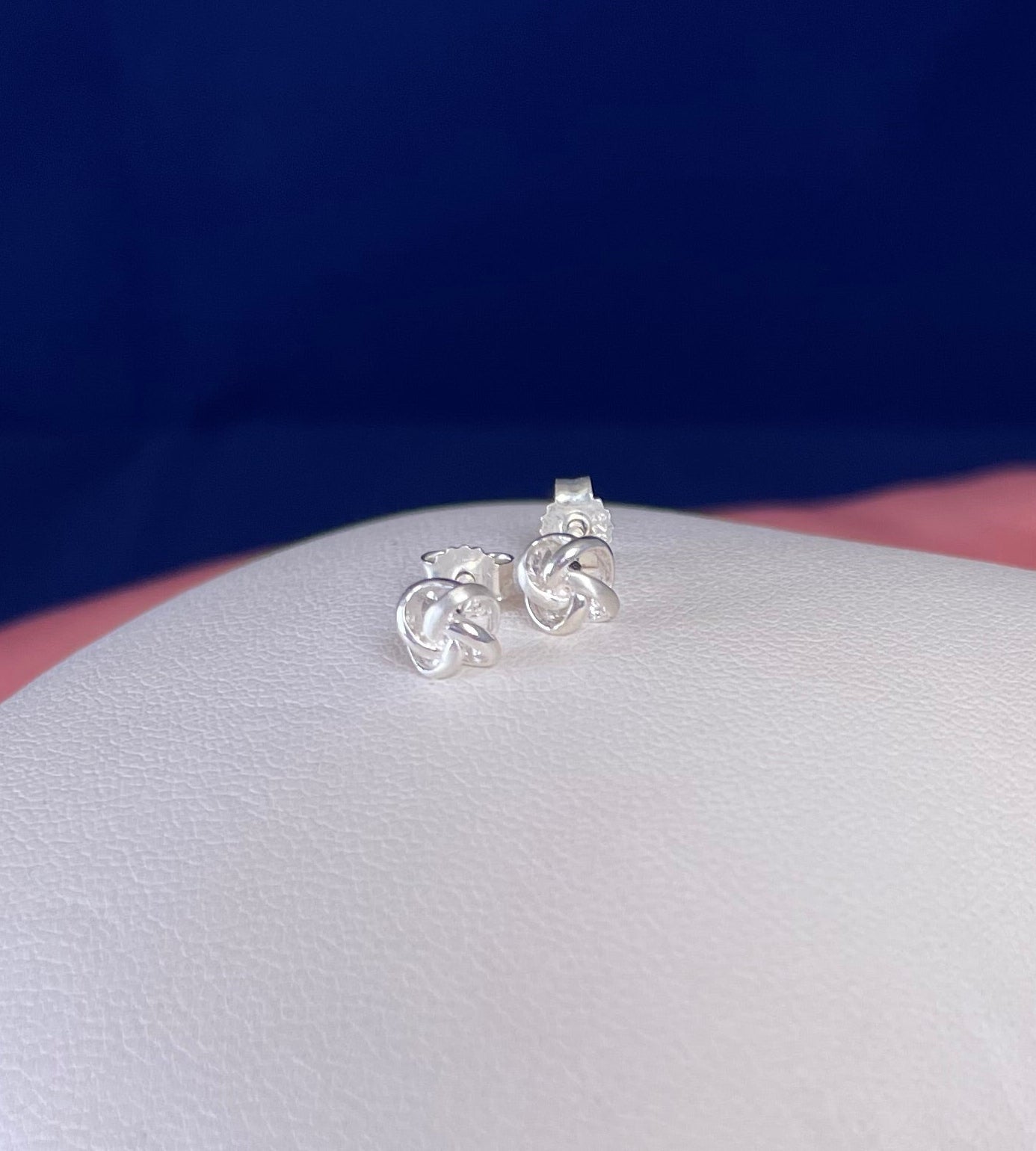 Rhodium-Plated Silver Delicate Knot/Twist Earrings