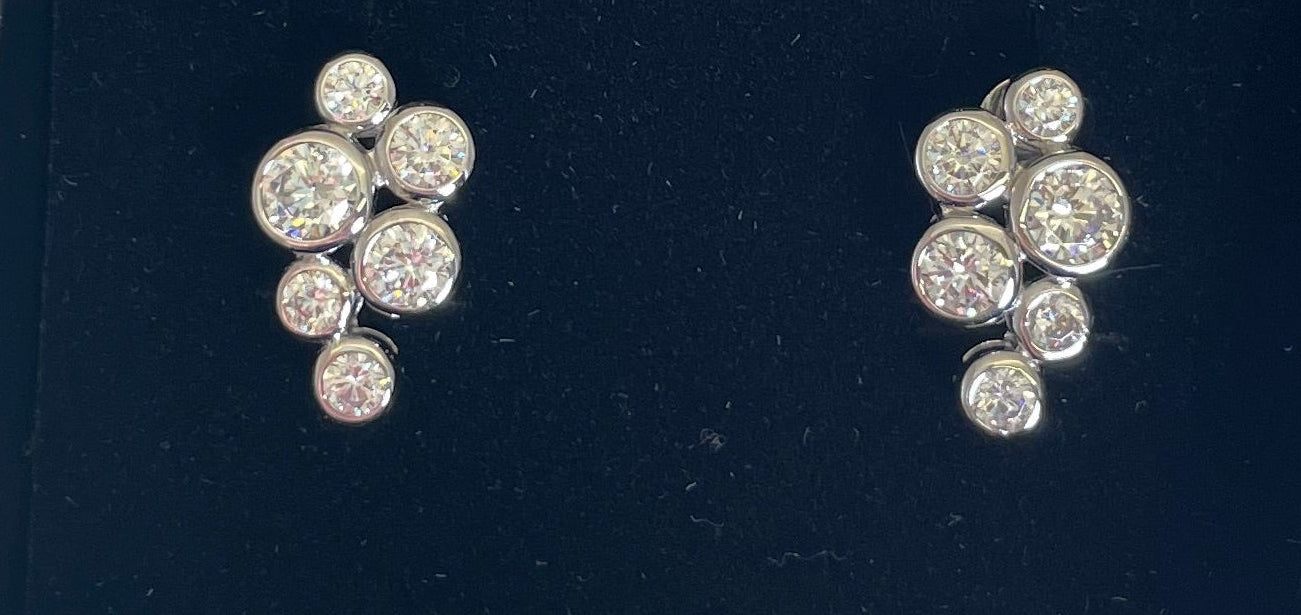 Silver Boodle Style Earrings with Cubic Zirconias