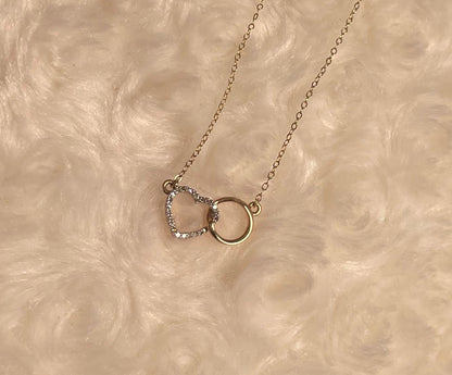 9ct Yellow Gold Diamond Set Heart with Interlocking Circle