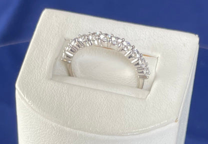 Half Eternity Ring with Cubic Zirconias - Rhodium Plated
