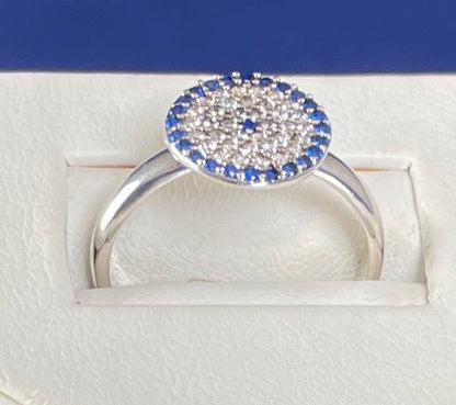 Turkish Eye with White & Blue Cubic Zirconias Ring